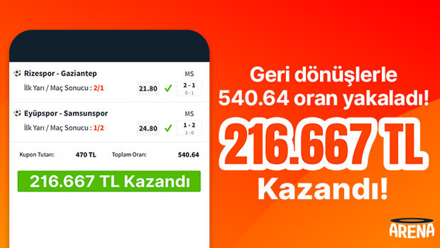 Geri dönüşlerle 540.64 oran yakaladı! Misli’de 216.667 TL kazandı…