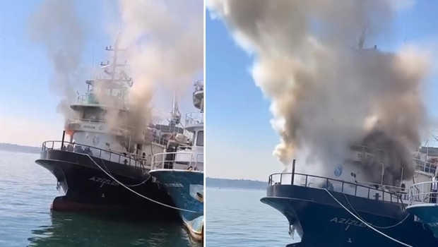 Sarıyer'de balıkçı teknesinde yangın