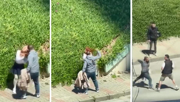 İstanbul'da zorba dehşeti: Görüntüleyenlere tehditler savurdu! Kadını dövüp sürükleyerek götürdü