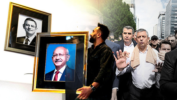 Kemal Kılıçdaroğlu ve Özgür Özelin fotoğrafları CHP Genel Merkezine yeniden asıldı