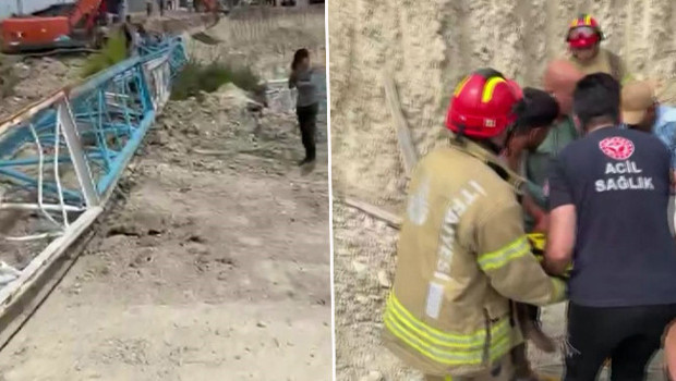 Arnavutköy'de kule vinç devrildi: 2 işçi ağır yaralandı