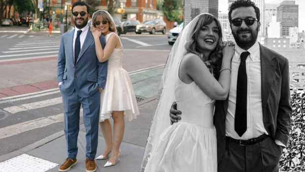 Hasan Can Kaya ile Duygu Karabaş Amerika'da evlendi