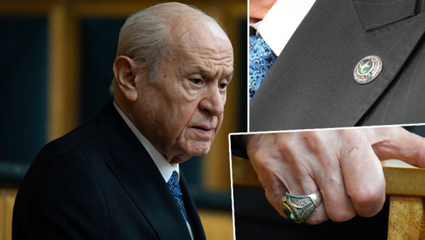 MHP lideri Bahçeli'nin taktığı yüzük ve rozet dikkat çekti! 