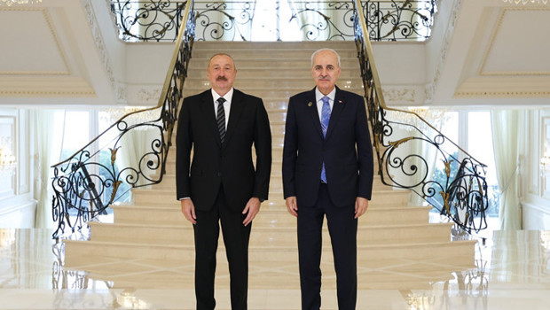 TBMM Başkanı Kurtulmuş, Bakü'de Aliyev tarafından kabul edildi