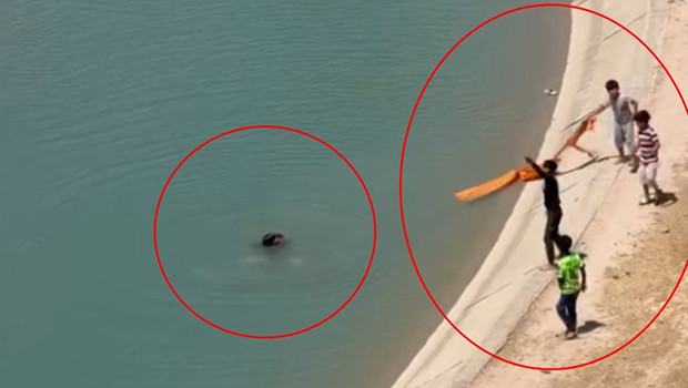 Batman’da ilginç görüntüler! Akıntıya kapılan 2 kişiyi halat ve çekpasla kurtardılar