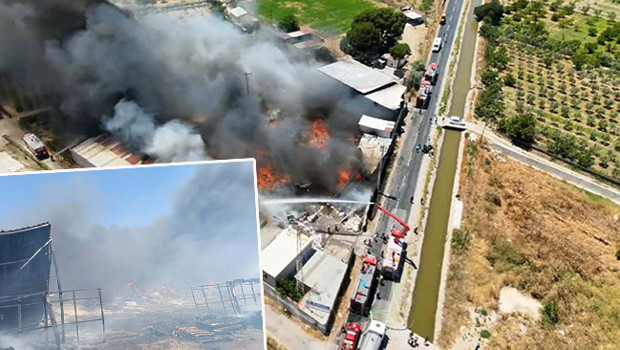 İzmir'de geri dönüşüm fabrikasında yangın: Alevler kuru otlara da sıçradı! Ekipler müdahale ediyor