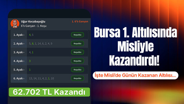 Bursa 1. Altılısında Misliyle Kazandırdı! İşte Misli’de Günün Kazanan Altılısı…