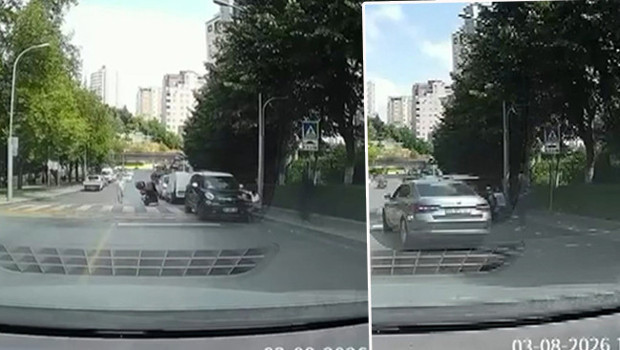 İstanbul'da kayan otomobili kaputuna asılarak durdurdu: O anlar kamerada