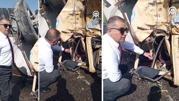 Kayseri'de araçta sıkışan belediye şoförünü çocukluk arkadaşı olan başkan teselli etti