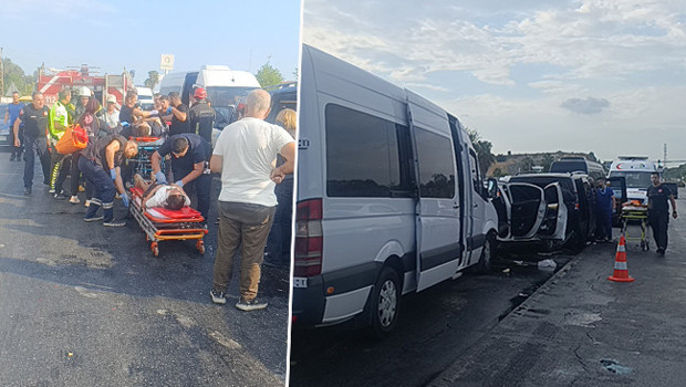 Manavgat'ta 6 araç birbirine girdi: Yaralılar var