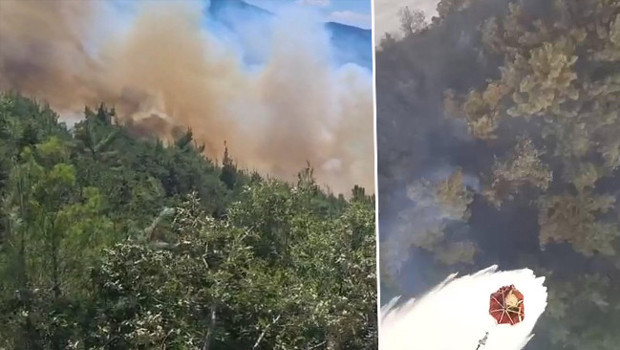 Sındırgı'daki orman yangınına müdahale devam ediyor: Sındırgı-Simav yolu kapatıldı