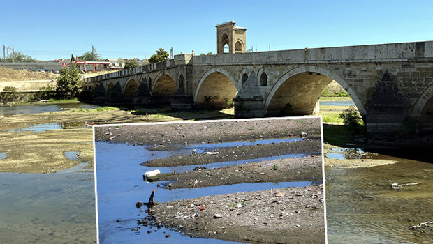 Tunca Nehri'nin debisi düştü: Ortaya bu manzara çıktı