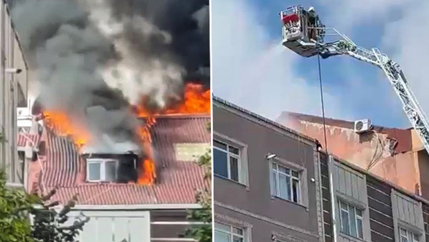 Bayrampaşa'da binanın çatı katında çıkan yangın söndürüldü haber görseli