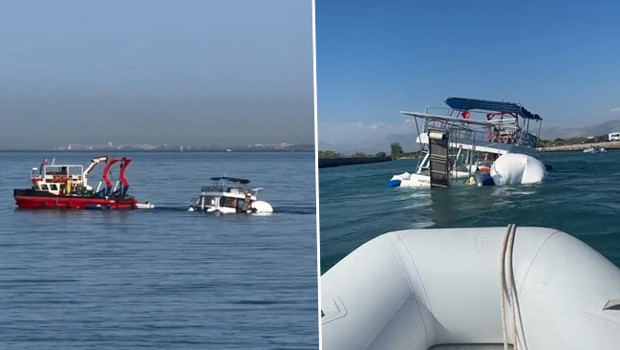 Antalya’da günübirlik turist taşımacılığı yapan boş tekne batma tehlikesi geçirdi