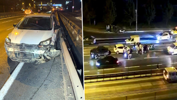 Avcılar D-100’de iki otomobil çarpıştı: 2 kişi yaralandı