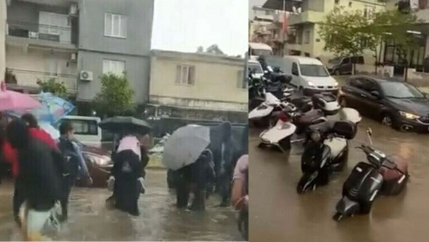 Aydın'ı sağanak vurdu… Cadde ve sokakları su bastı