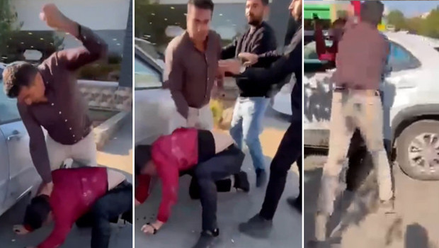 Bıçaklayıp darbettiği kişinin yakınları tarafından sopayla dakikalarca dövüldü! O anlar kamerada