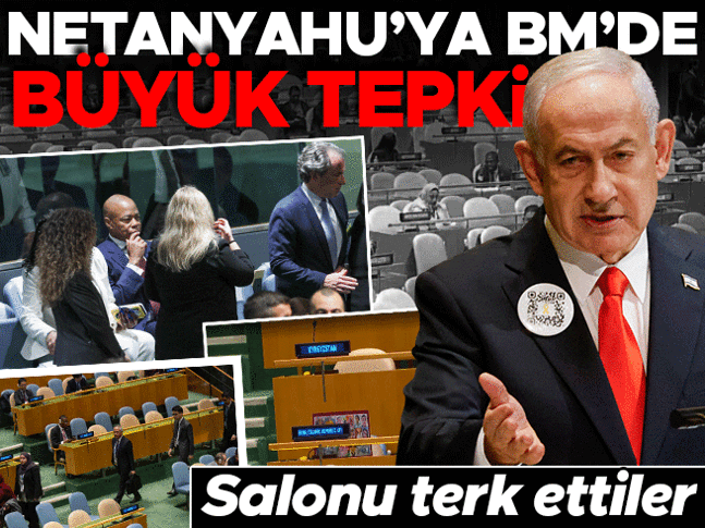 İsrail Başbakanı Netanyahuya kürsüye geldi: BM salonu boşaldı