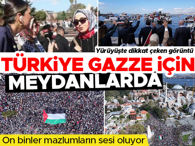 İstanbul, Ankara ve İzmirde Gazzeye destek gösterisi... Ayasofyadan Türk ve Filistin bayraklarıyla yürüyüş