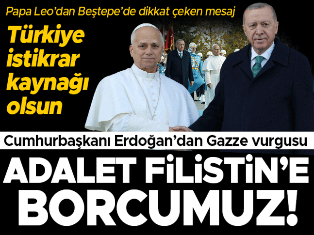 Cumhurbaşkanı Erdoğan ile Papa 14. Leo ortak basın toplantısı düzenliyor
