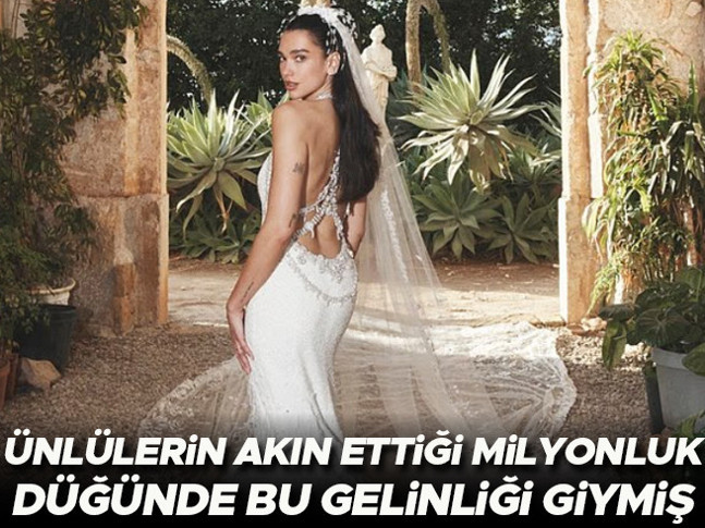 Dua Lipa milyonluk düğünde bu gelinliği giymiş