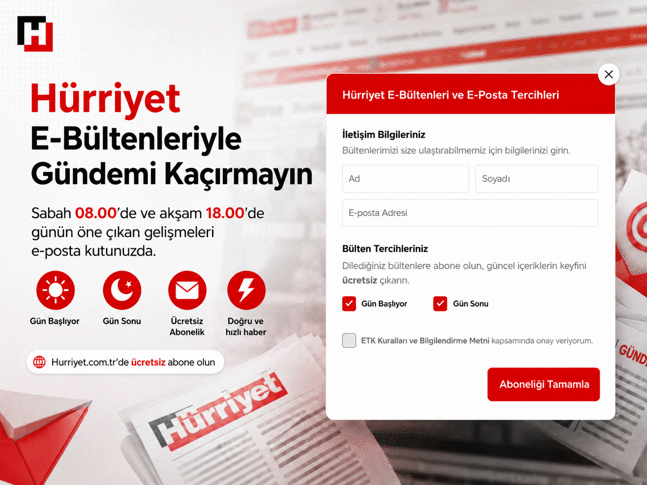 Gündemi yakalamak artık çok daha kolay: Hürriyet sabah ve akşam bültenlerine davetlisiniz!