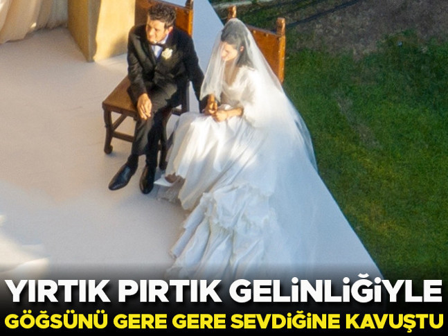Yırtık pırtık gelinlik giydi, göğsünü gere gere evlendi