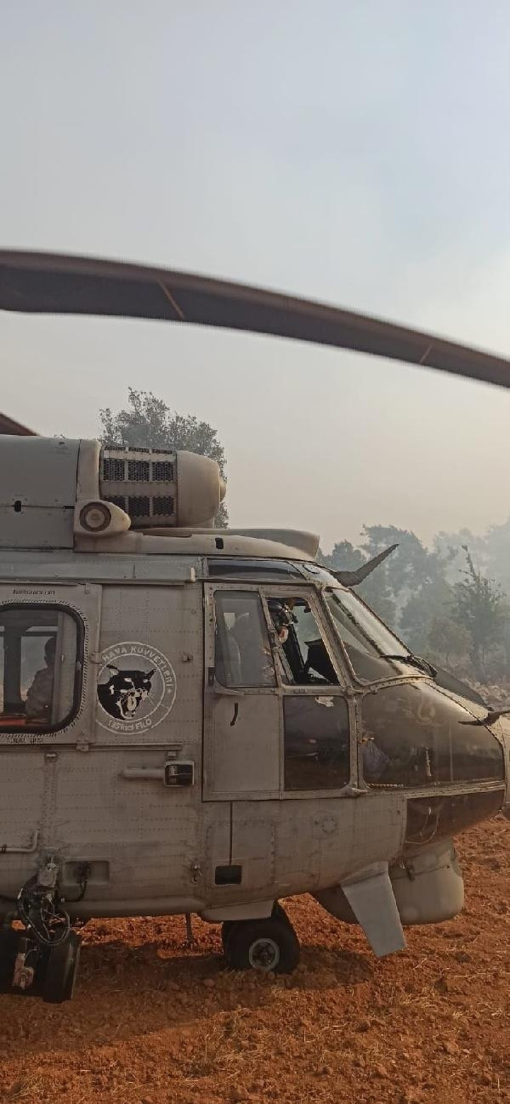 Yangının ortasında mahsur kalan kişiyi Hava Kuvvetleri Komutanlığı kurtardı