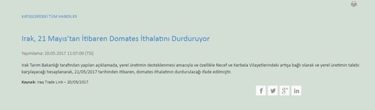 Irak Türkiyeden domates alımını durduruyor