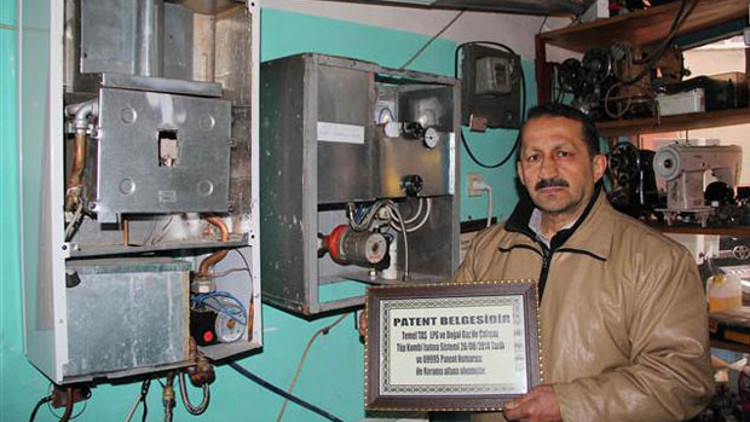 Giresunlu tamirci, LPG ile çalışan kombi yaptı
