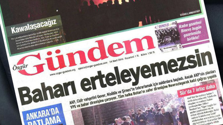 Özgür Gündem gazetesi hakkında toplatma kararı Özgür Gündem gazetesi hakkında toplatma kararı