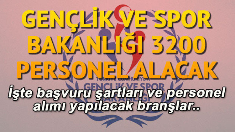 Gençlik ve Spor Bakanlığı 3200 personel alımı hangi alanlarda yapılacak İşte, şartları Gençlik ve Spor Bakanlığı 3200 personel alımı hangi alanlarda yapılacak İşte, şartları