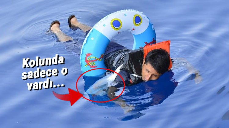 Denizde bu halde yakalandı 1 ekmek ve çocuk can simidi…