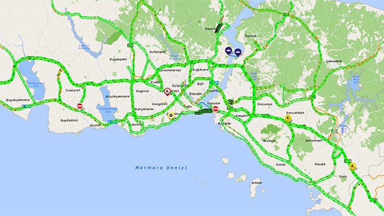 İstanbulda trafik yoğunluğu yüzde 1