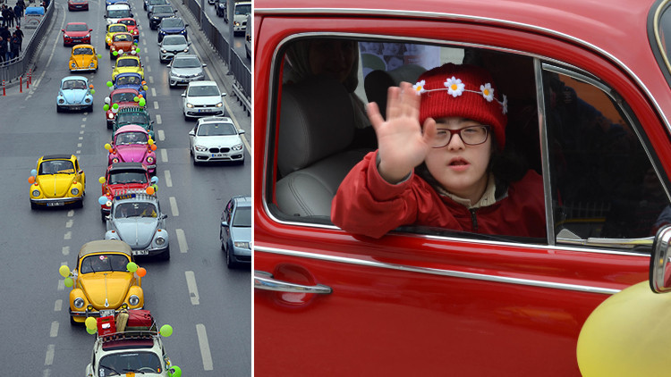 Down sendromlu çocuklar klasik otomobille tur attı