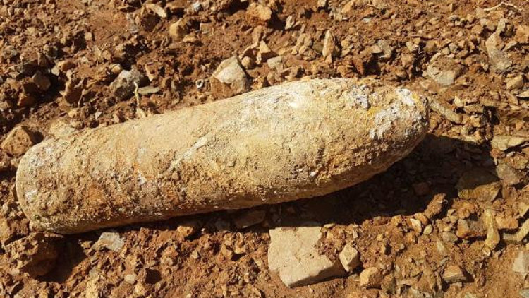 Temel kazısında top mermisi bulundu