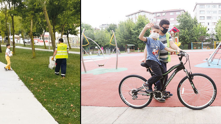 Babasına çöp toplamada yardım etti bisikleti oldu Babasına çöp toplamada yardım etti bisikleti oldu