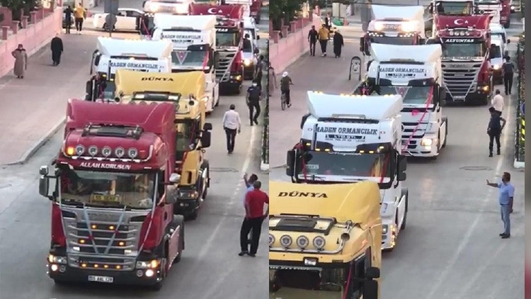 Düğün konvoyunda TIRlarla yolu kapattılar; ceza yediler