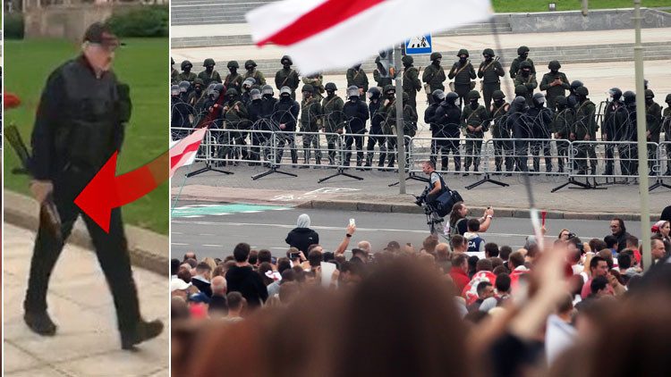 Gerilim tırmanıyor Lukaşenko, elinde silahla başkanlık konutuna geldi