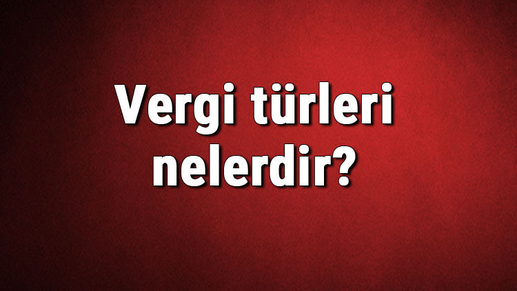 Vergi türleri nelerdir Vergi çeşitleri ve isimleri hakkında bilgiler