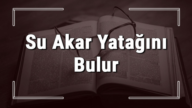Su Akar Yatağını Bulur atasözünün anlamı ve örnek cümle içinde kullanımı (TDK)