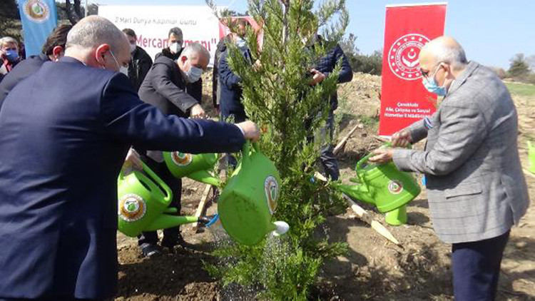 Çanakkalede 8 Mart Dünya Kadınlar Gününde fidan dikildi