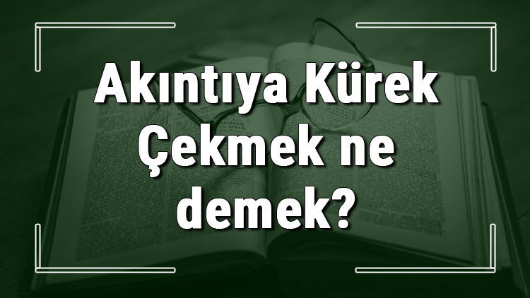 Akıntıya Kürek Çekmek ne demek Akıntıya Kürek Çekmek deyiminin anlamı ve cümle içinde örnek kullanımı (TDK)