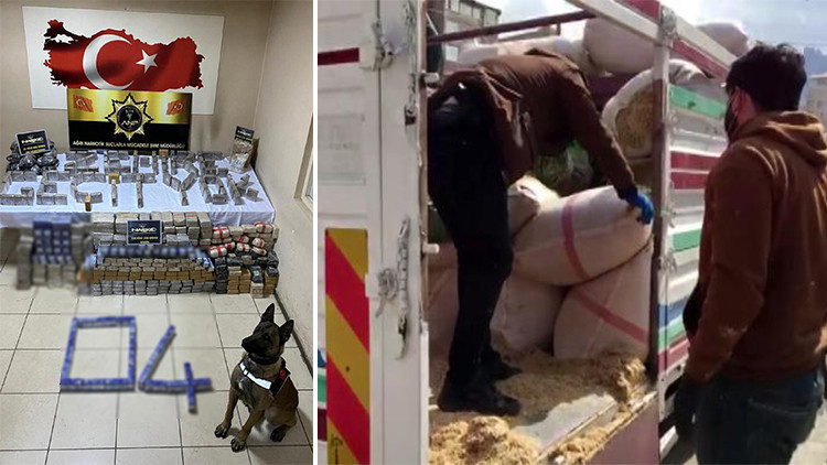 Uyuşturucuları, kamyonetteki saman çuvallarının altına gizlemişler