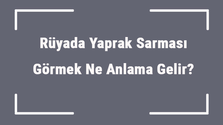 Rüyada Yaprak Sarması Görmek Ne Anlama Gelir Rüyada Yaprak Sarması Yemek Ve Almak Tabiri