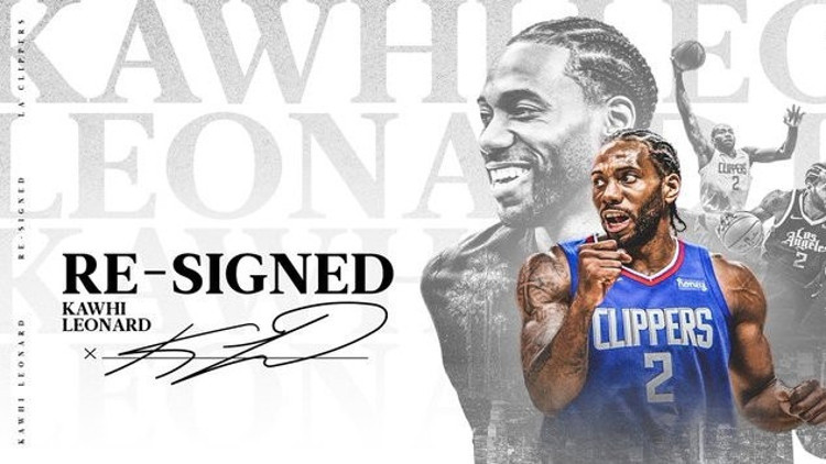 Clippers, Kawhi Leonard ile yeni sözleşme imzaladı 4 yıl için 176,3 milyon dolar... Clippers, Kawhi Leonard ile yeni sözleşme imzaladı 4 yıl için 176,3 milyon dolar...