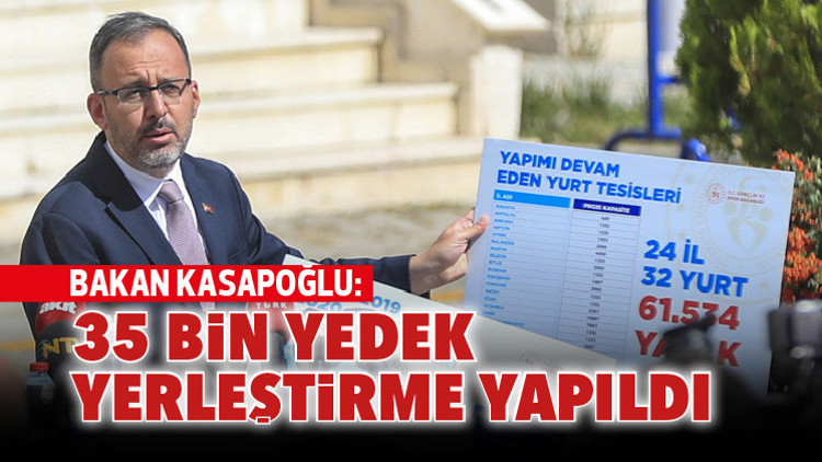 Bakan Kasapoğlu: 35 bin yedek yerleştirme yapıldı Bakan Kasapoğlu: 35 bin yedek yerleştirme yapıldı