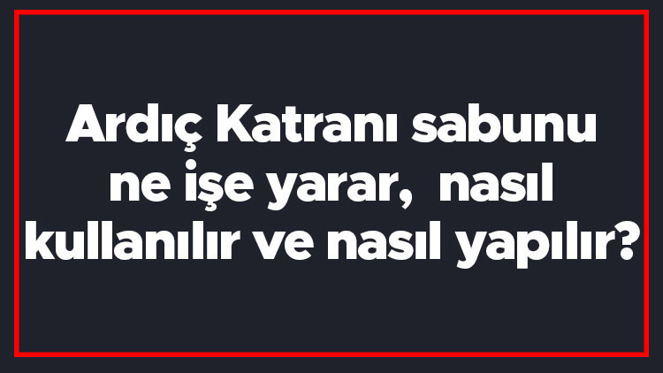 Ardıç Katranı sabunu ne işe yarar, nasıl kullanılır ve nasıl yapılır Ardıç Katranı sabunu neye iyi gelir ve yüze ve cilde faydaları Ardıç Katranı sabunu ne işe yarar, nasıl kullanılır ve nasıl yapılır Ardıç Katranı sabunu neye iyi gelir ve yüze ve cilde faydaları