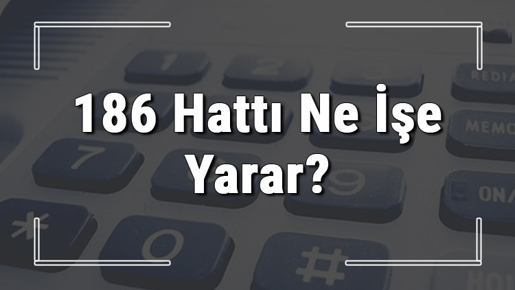 186 neyin numarası, hangi durumlarda aranır ve ne işe yarar 186 hattı saatleri nedir ve ücretli midir 186 neyin numarası, hangi durumlarda aranır ve ne işe yarar 186 hattı saatleri nedir ve ücretli midir