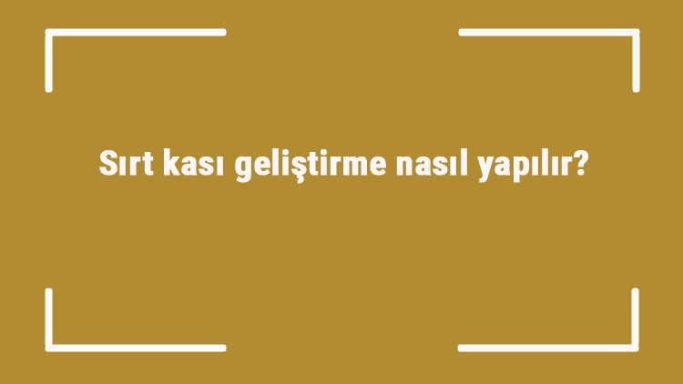 Sırt kası geliştirme nasıl yapılır Sırt kası güçlendirme hareketleri ve egzersizleri nelerdir